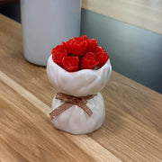 Rose Bouquet Fruit Fork Set 12 Pieces with Decorative Holder