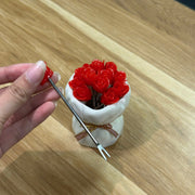 Rose Bouquet Fruit Fork Set 12 Pieces with Decorative Holder