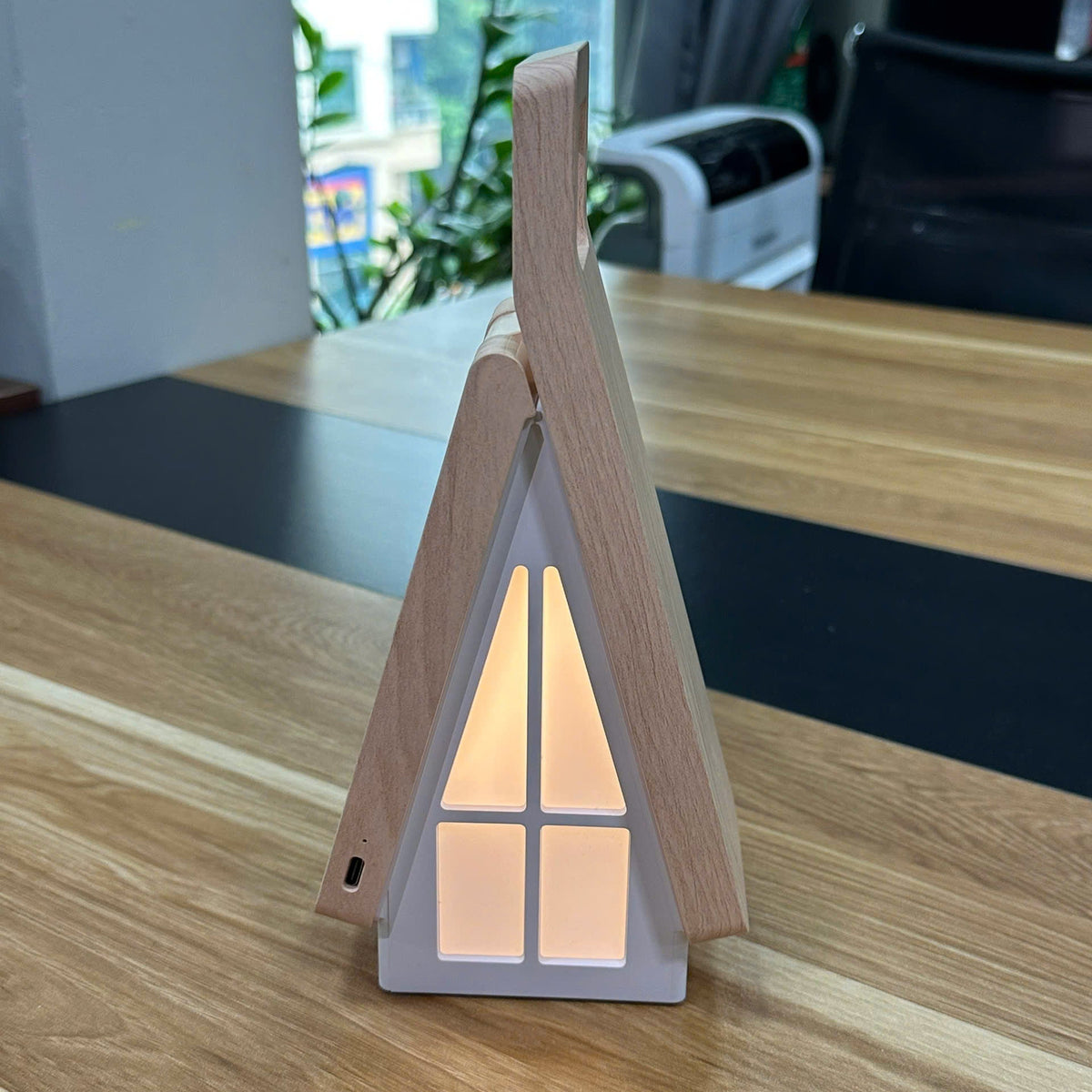 Adjustable Wooden House LED Desk Lamp