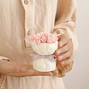 Rose Bouquet Fruit Fork Set 12 Pieces with Decorative Holder